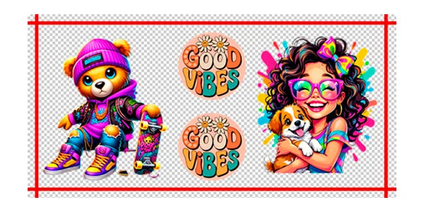 Leave 0.25 in between designs: DTF artwork example, gang sheets