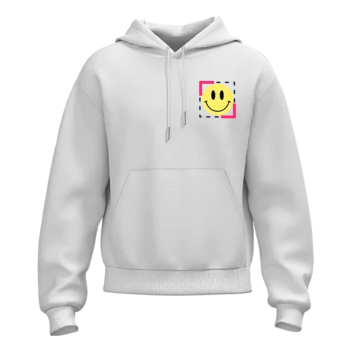 Hoodies left chest DTF placement reference