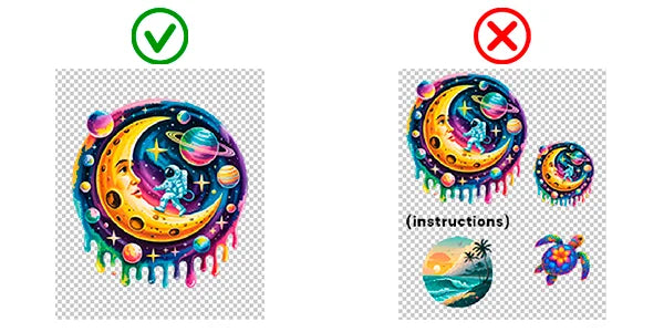 Backgrounds print, so cut them out: DTF artwork example, background